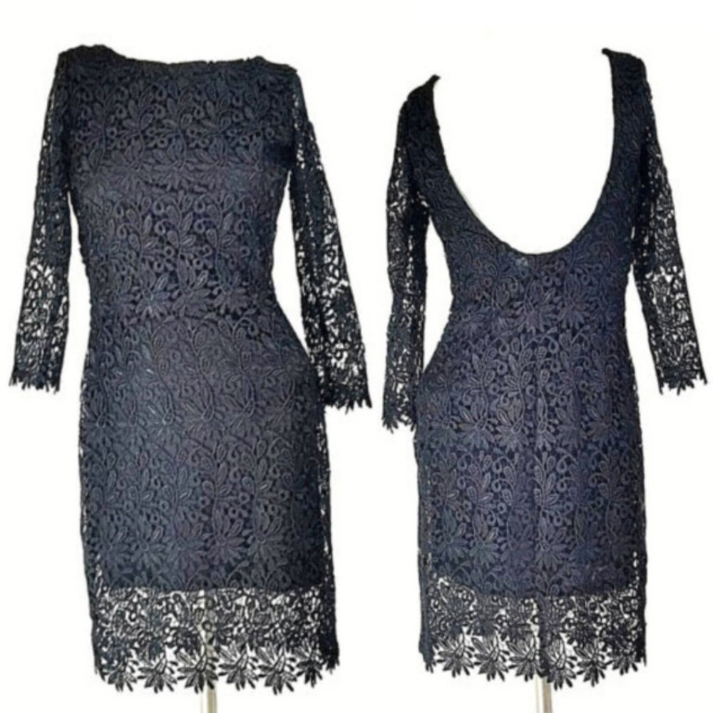 Akira Floral Lace Low Back Sheath Cocktail Dress